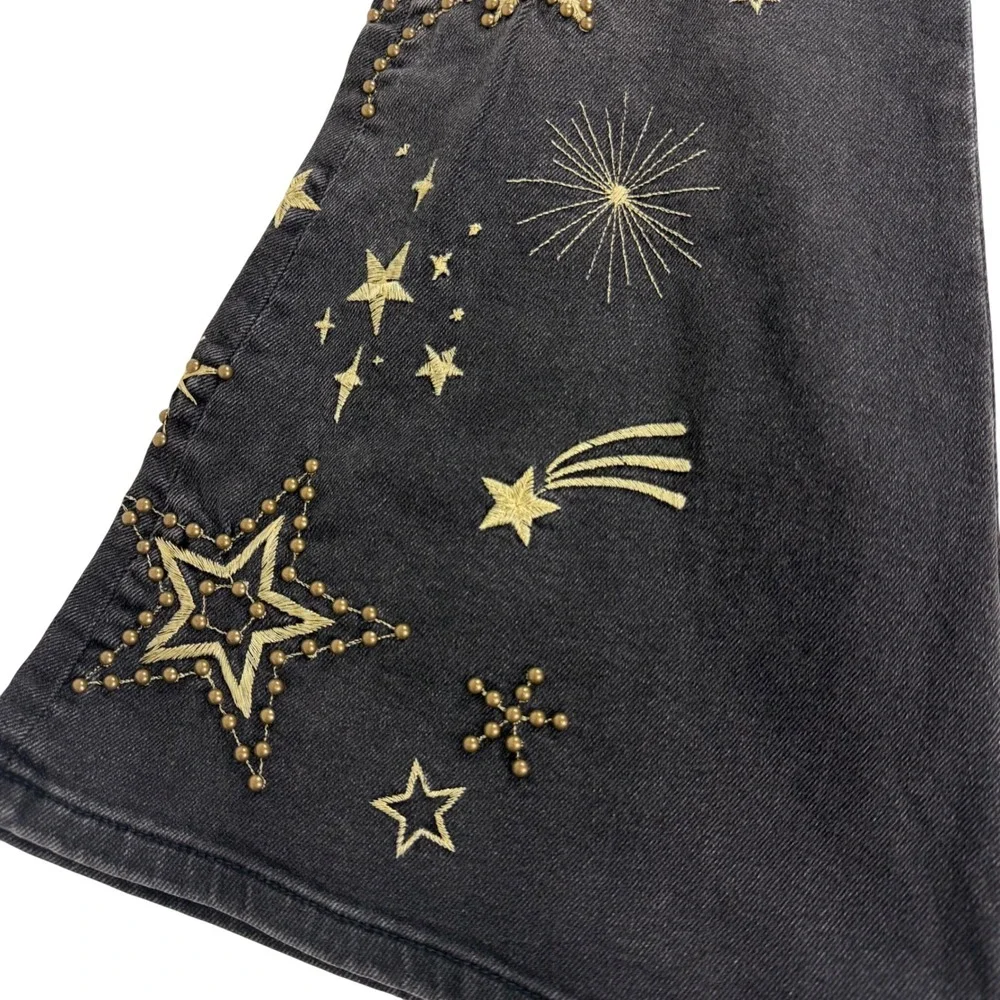 Driftwood x Free People Farrah Celestial Embroidered Flare Jeans NWT 30 $178